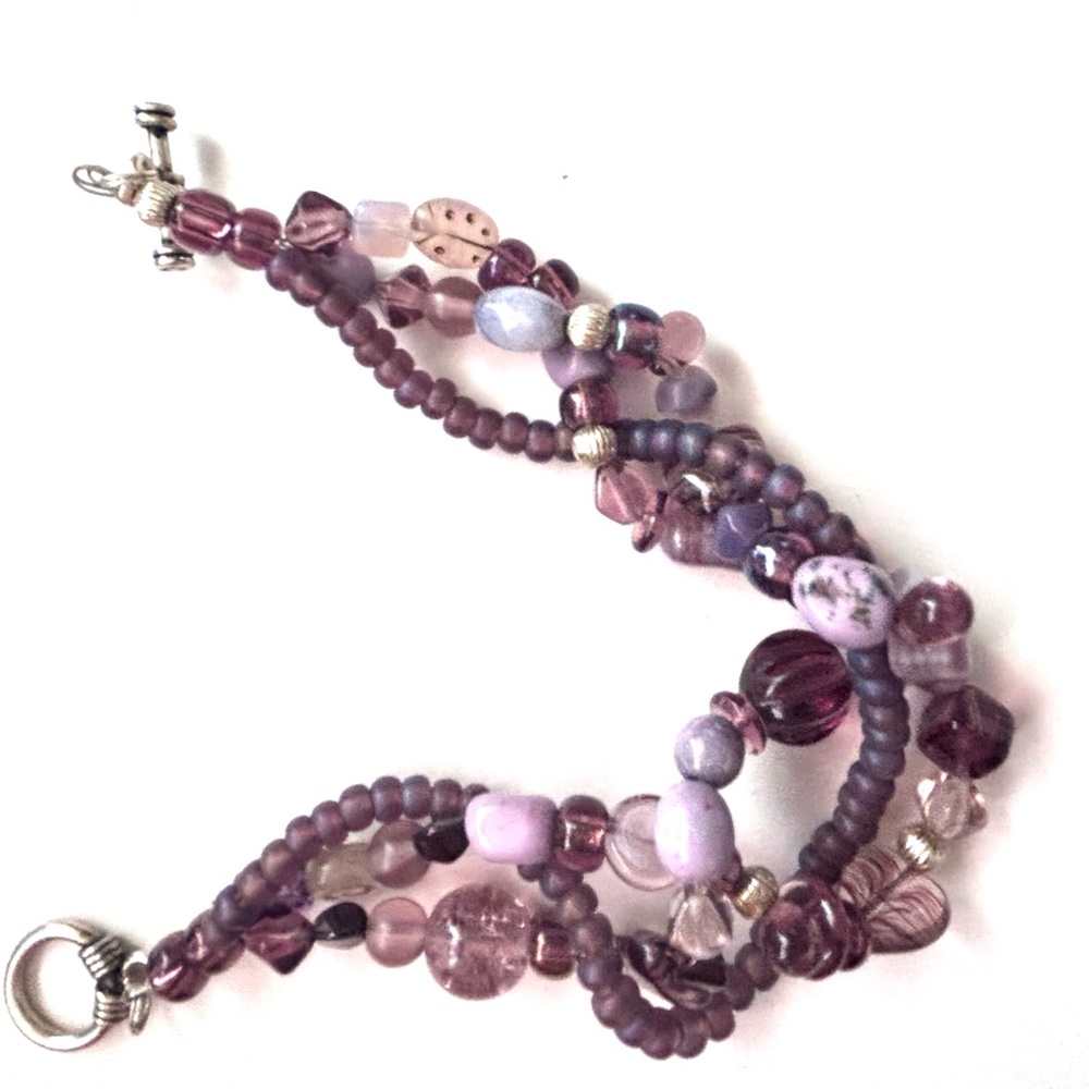 Multi-Strand Purple Beaded Bracelet - Women Jewelry